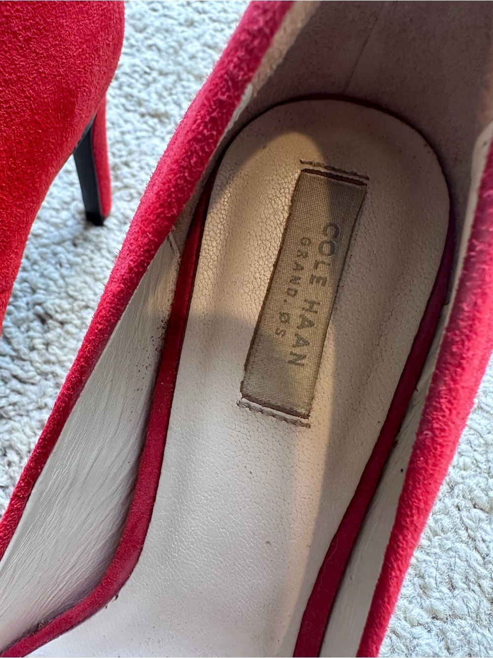 Cole Haan Red Suede Pointed-Toe Pumps - Picture 4 of 4